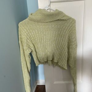 Lime turtleneck cropped sweater